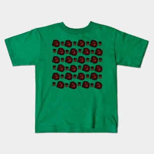 Brown shapes pattern on green 2 Kids T-Shirt